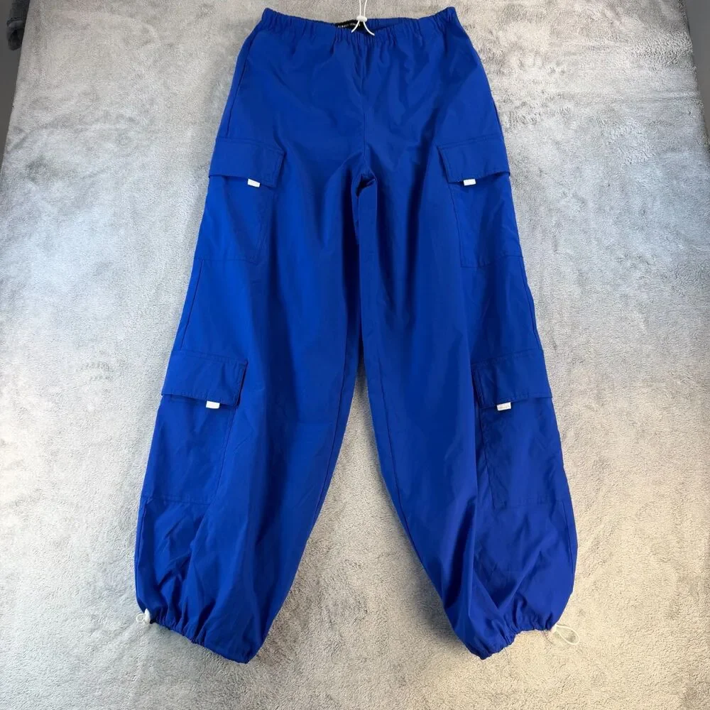 Almost Famous Cargo Parachute Pants Women Blue Utility Small - Picture 2 of 10